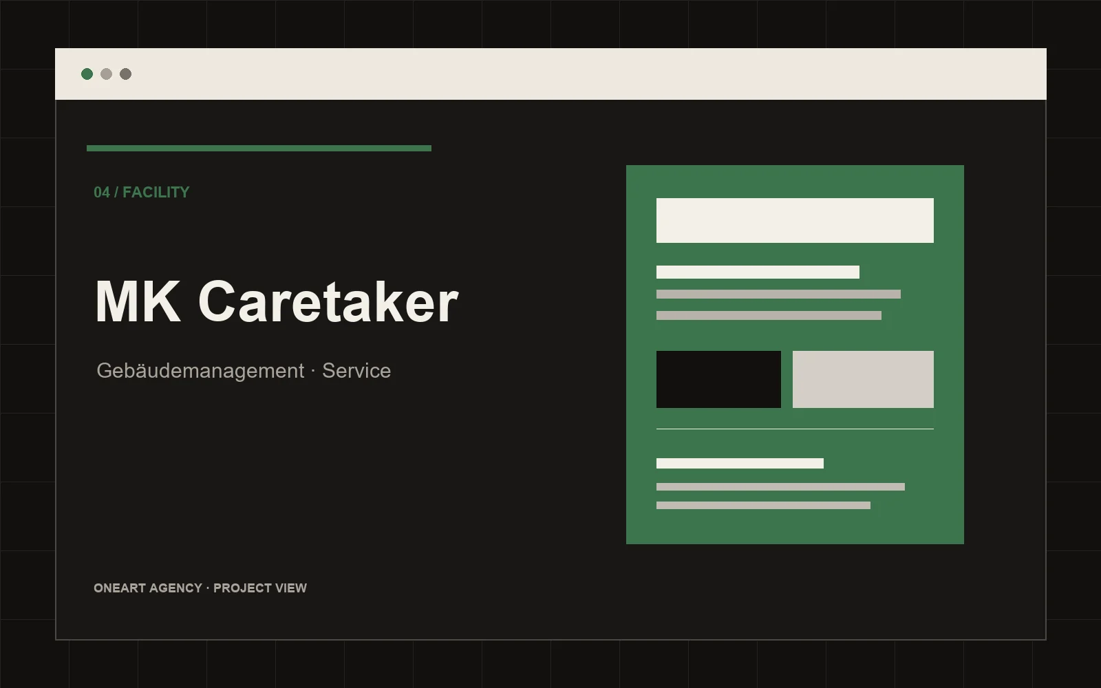 ONEART Projektvisual für MK Caretaker